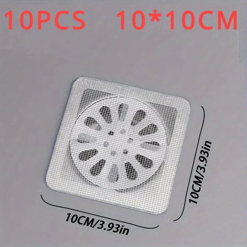 Hemasa 10pcs Disposable Hair Stoppers & Catchers Mesh Shower Drain Covers Floor Sink Strainer Filter Hair Stopper For Bathroom Kitchen
