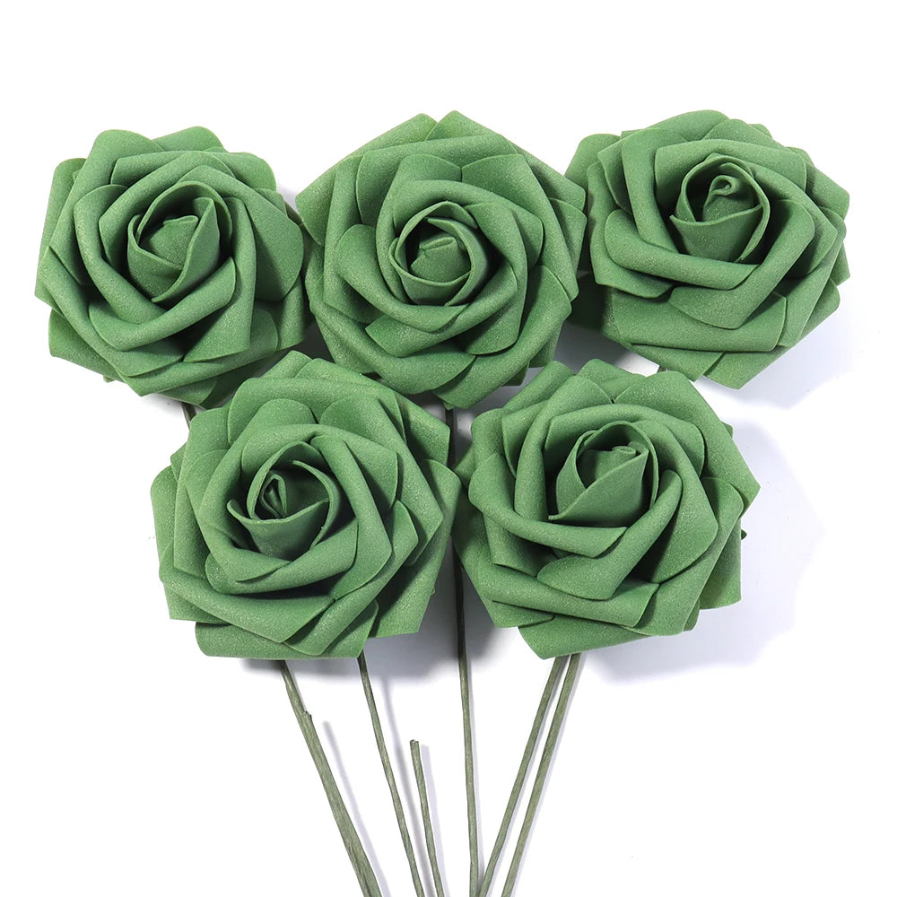 Tejesa 5/10/20Pcs Artificial Foam Rose Flowers 7.5cm PE Simulation Roses Fake Flower Bouquet for DIY Home Wedding Party Dceor Material