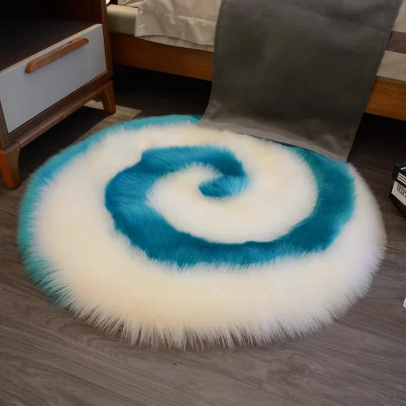 Hemasa Lollipop Style Long Plush Round Rugs, Carpet for Bedroom, Room, Home Decor, Sofa Floor Mat, Fluffy Bedside Area
