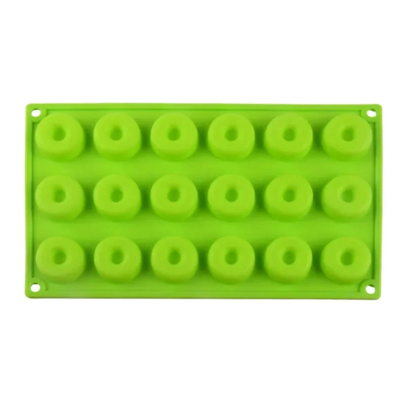 Tejesa Mini Silicone Donut Maker 18 Cavity Non-Stick Chocolate Donut Mold/ Baking Pan Donut Dessert Baking Tray /Bread Pastry Cake Tools