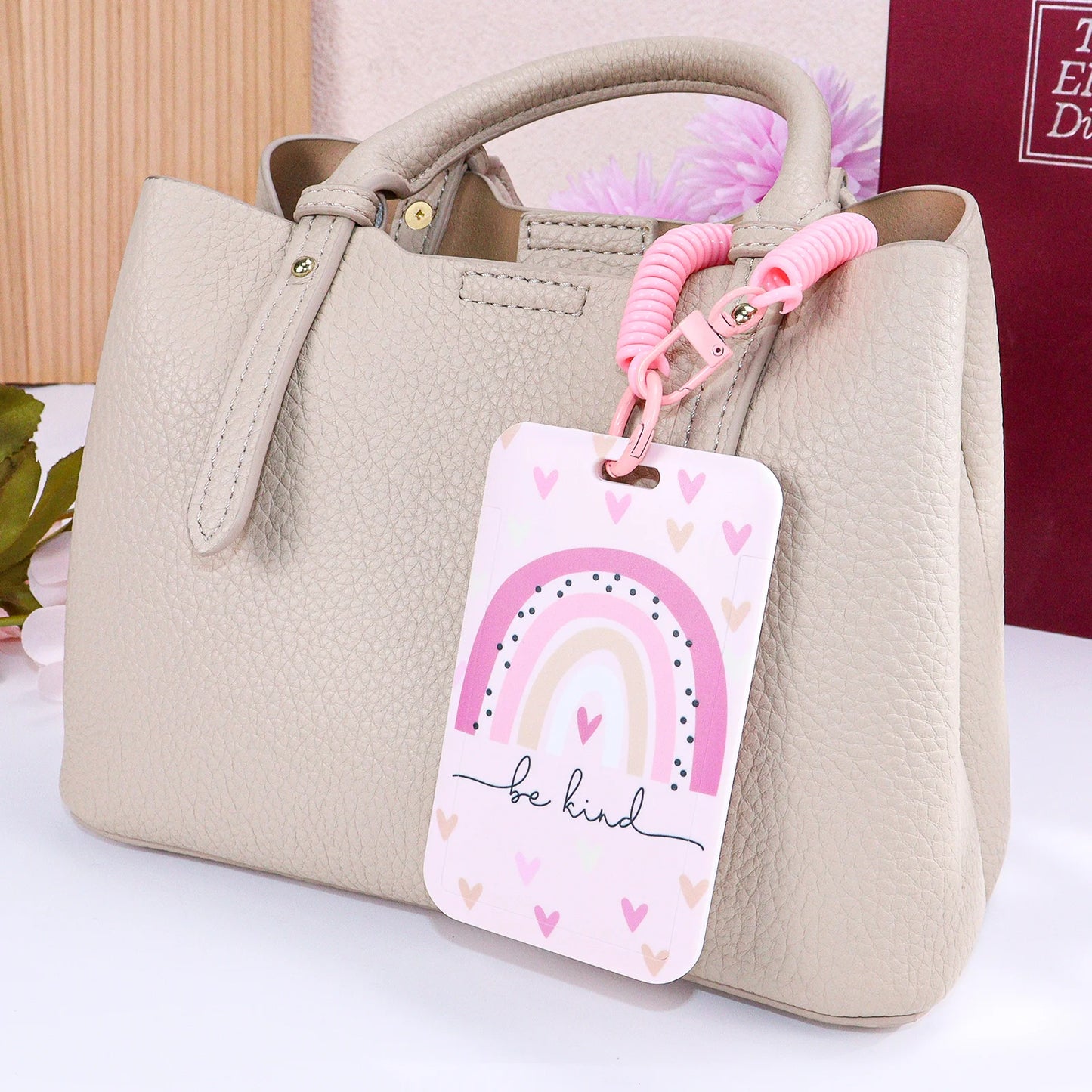 Tejesa Cute Rainbow ID Card Holder with Spring Key Chain /Sudent /Office Worker