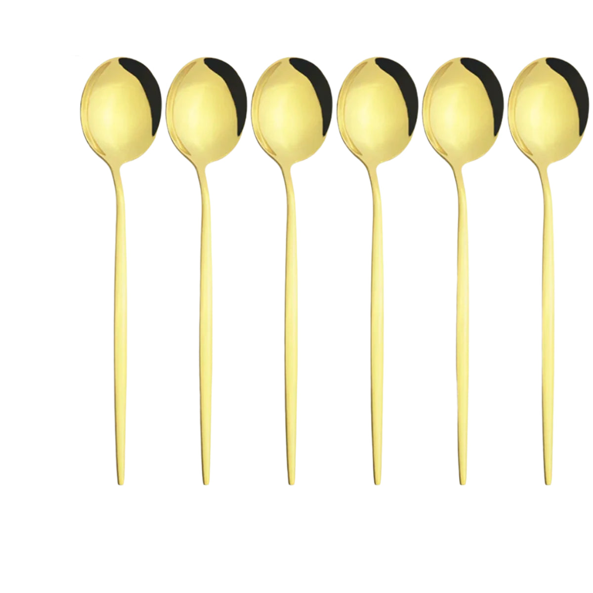 Hemasa 6Pcs  Western Stainless Steel Cutlery Set  Gold Ladle Spoon Dinnerware Dinner Spoon Soup Spoon Tableware Kitchen Silverware Set