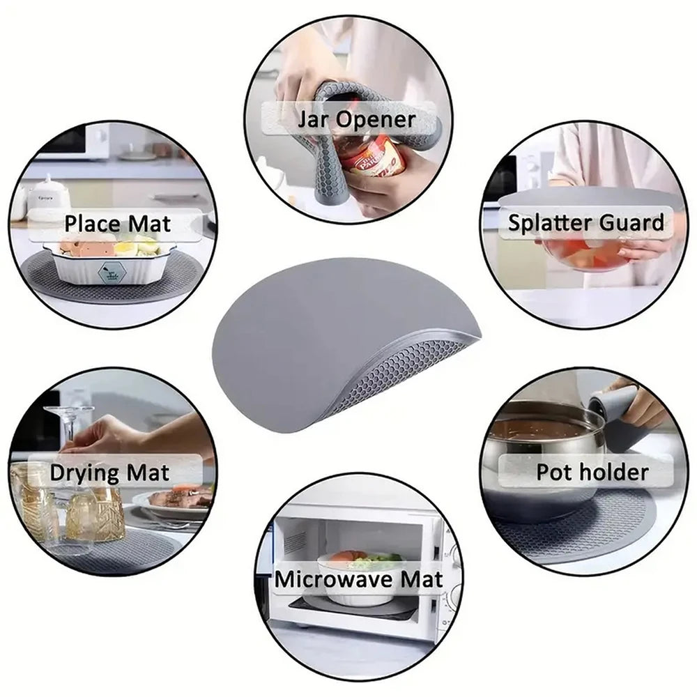 Hemasa (Set of 2)25cm Large Silicone Mat Coaster Heat Resistant Placemat Honeycomb Nonslip Pot Holder Table Mat