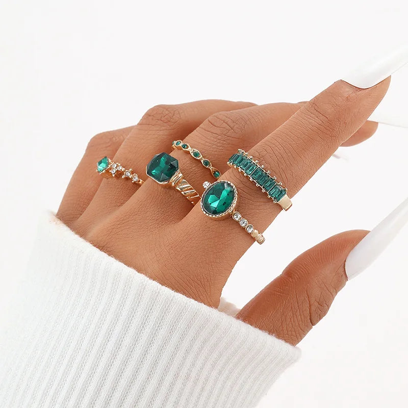 Hemasa Crystal Rings Set for Women/ Geometric Luxury Finger Rings