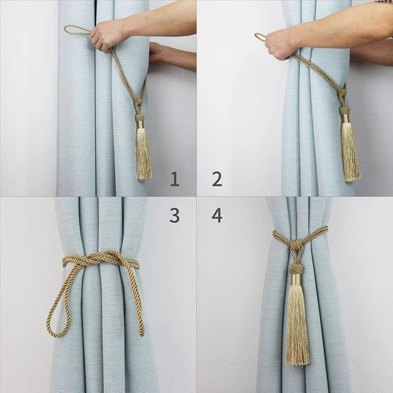 European Style Curtain Clip Holders Tieback Buckle Clips Curtain Straps Rayon Tassels Curtain Accessories Home Window Decor