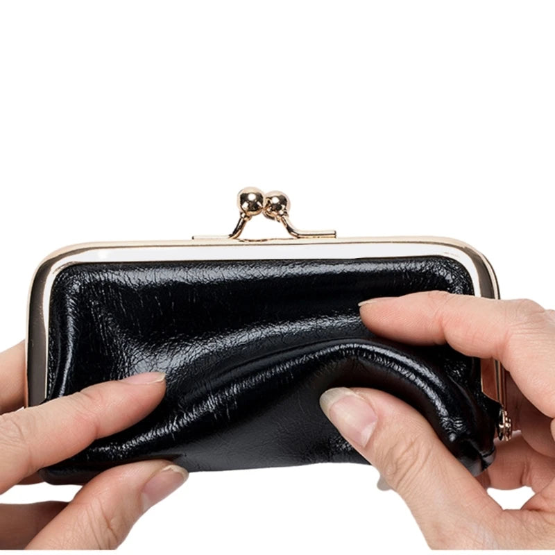 Coin Purse Bifold Lipstick Pack Change Pouch for Women Small Wallets Fashion Lady Purse Kiss Lock Wallets Vintage Clutch 517D