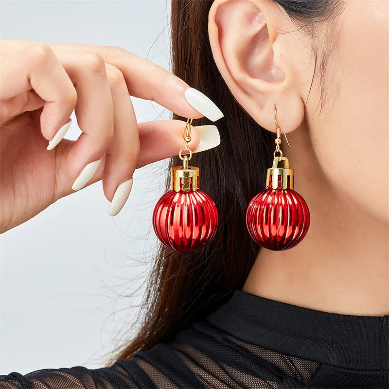 Merry Christmas Colorful Light Bulb Ball Shaped Drop Earrings for Women Luxury Creative Earrings Girl New Year Party Jewelry