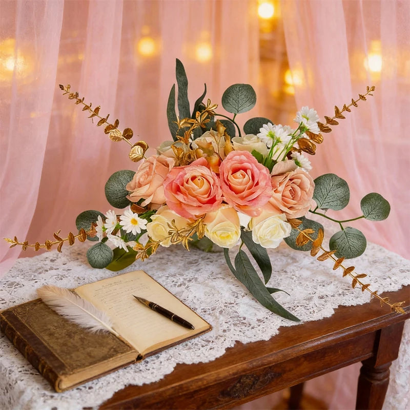 Tejesa Luxury Wedding Artificial Flowers /Pink Rose Flower Row for Wedding Arches /Home /Front Door Decor