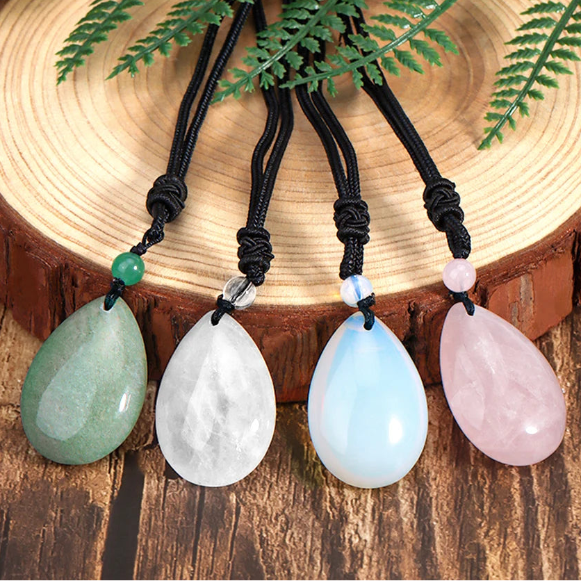 Hemasa Natural Stone Male Necklace for Women Water Drop Pendant Healing Tiger Eye Amethysts Crystal Pendants Necklaces H351