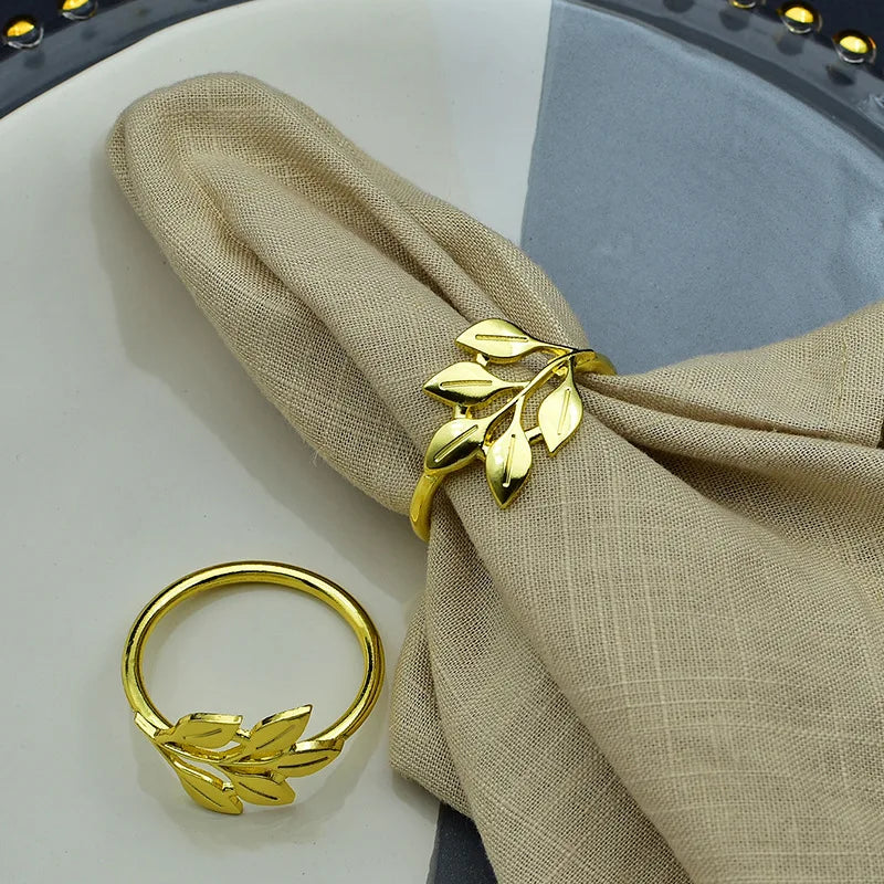 Hemasa 6 Pieces  Leaf Napkin Rings /Buckle Napkin Holder for Christmas