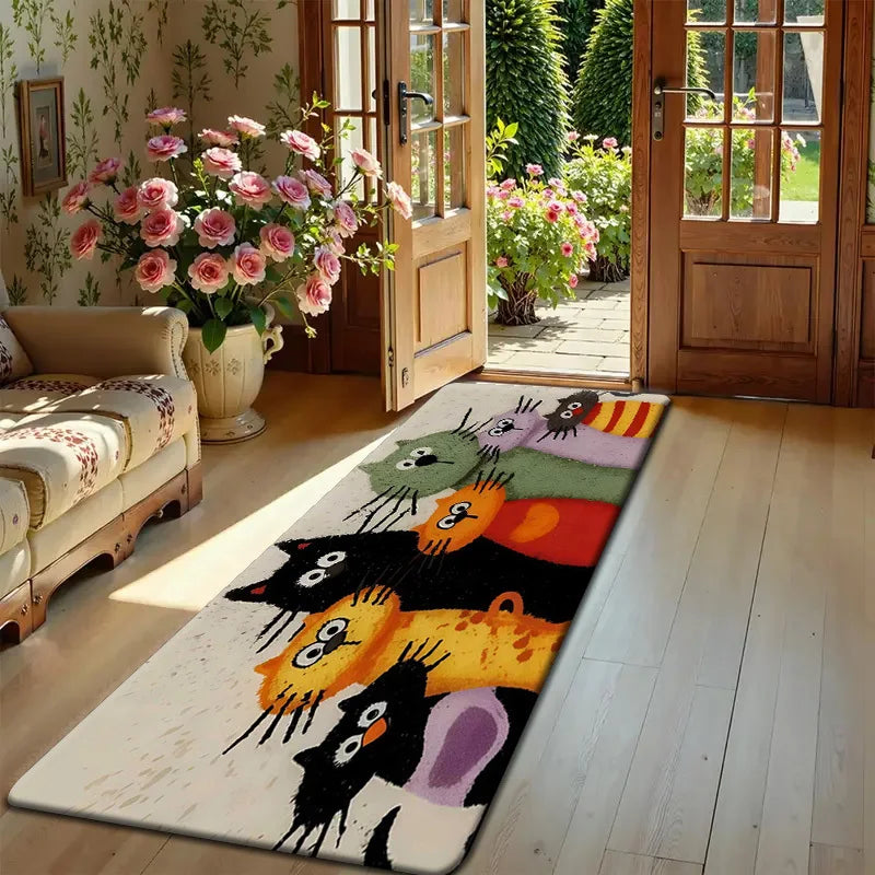 Tejesa Adorable Cartoon Cat Family Carpet /Welcome Mat /Doormat/ Kitchen Rug Carpet For Live Room Bathroom Mat Rug For Bedroom Home