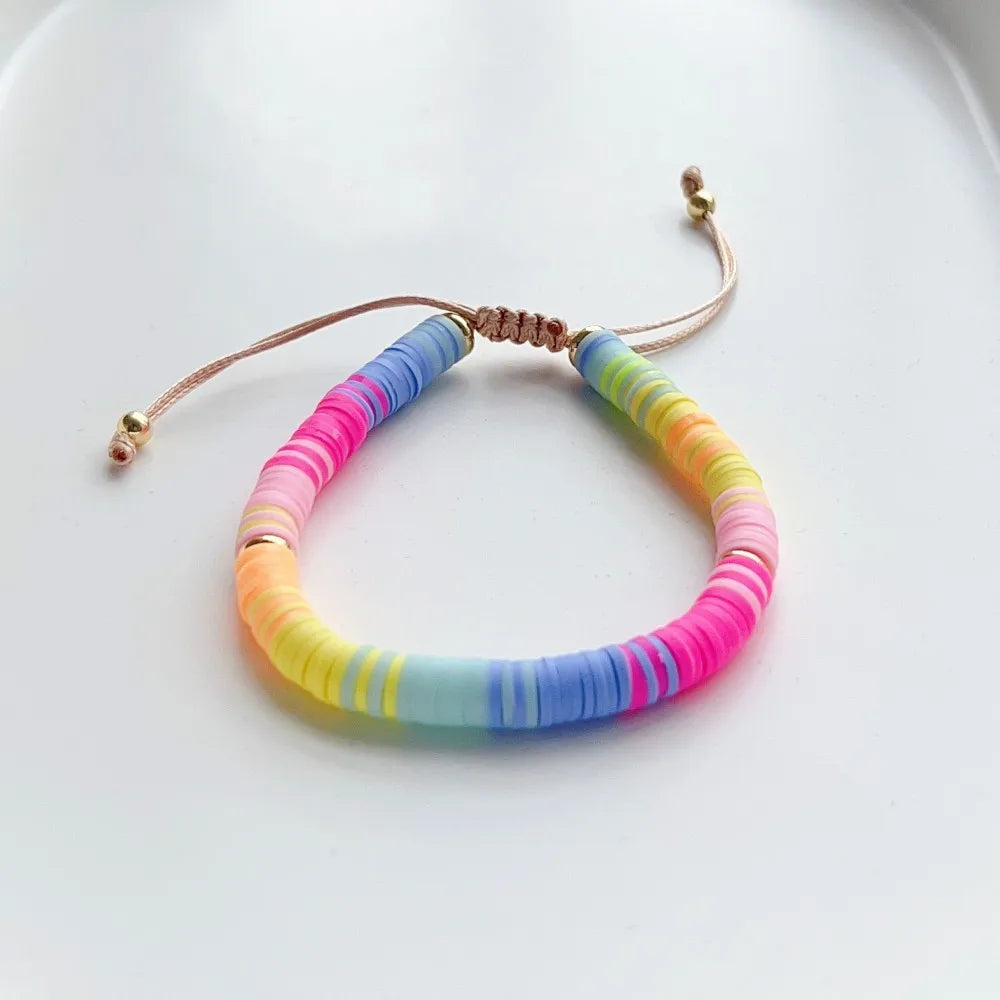 Hemasa Rainbow Heishi Disc Bracelet Natural Pearl Bracelets for Girl Women