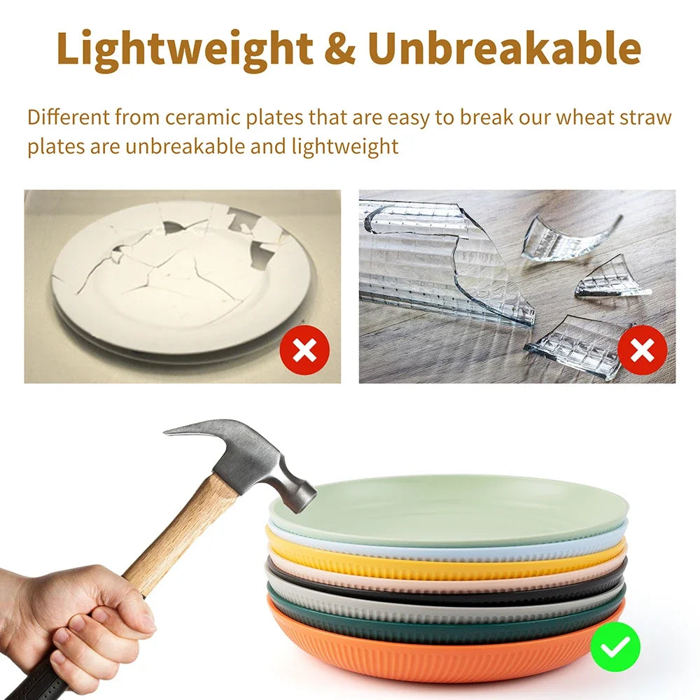 4/16Pcs Wheat Straw Ramen Bowl Tableware Dishes Full Tableware Of Plates Bowl Dinner Dishes Set Camping Tableware Dishes Set