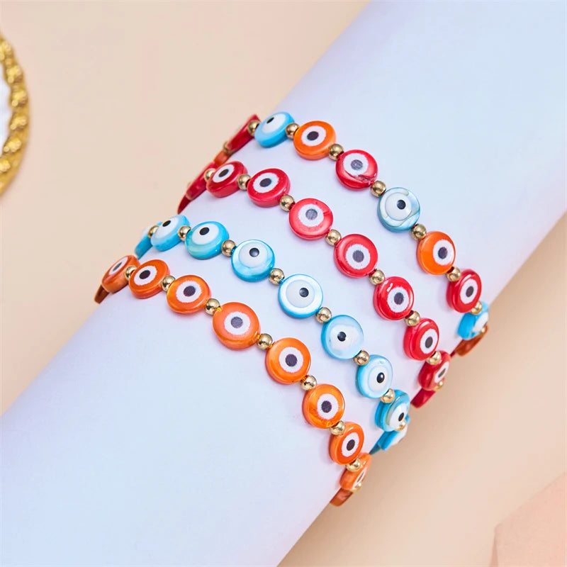 New Design Handmade Evil Eye Bracelets Blue Red Colorful Resin Beads Bracelet For Women Lucky Turkish Fashoin Jewelry Gifts
