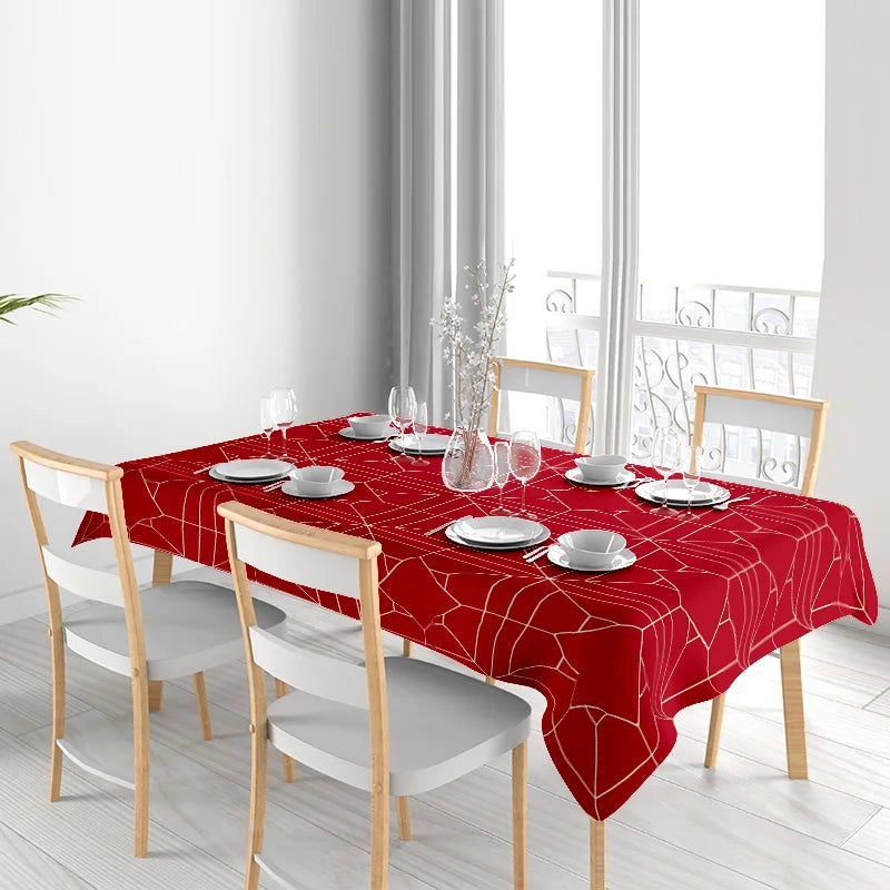 Tejesa Red Spider Web Printed Tablecloth with White Lines for Home/ Dining Decorations in Size 60x120cm Modern Kitchen Linen from Home G