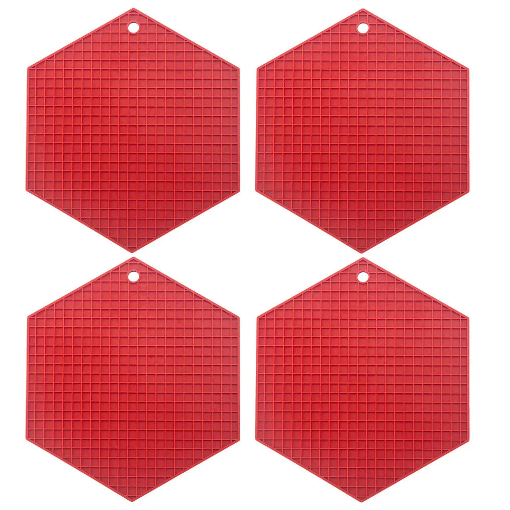 Hemasa 4Pcs Heat Resistant Silicone Mat Drink Cup Coasters / Insulation Non Slip Pot Holders