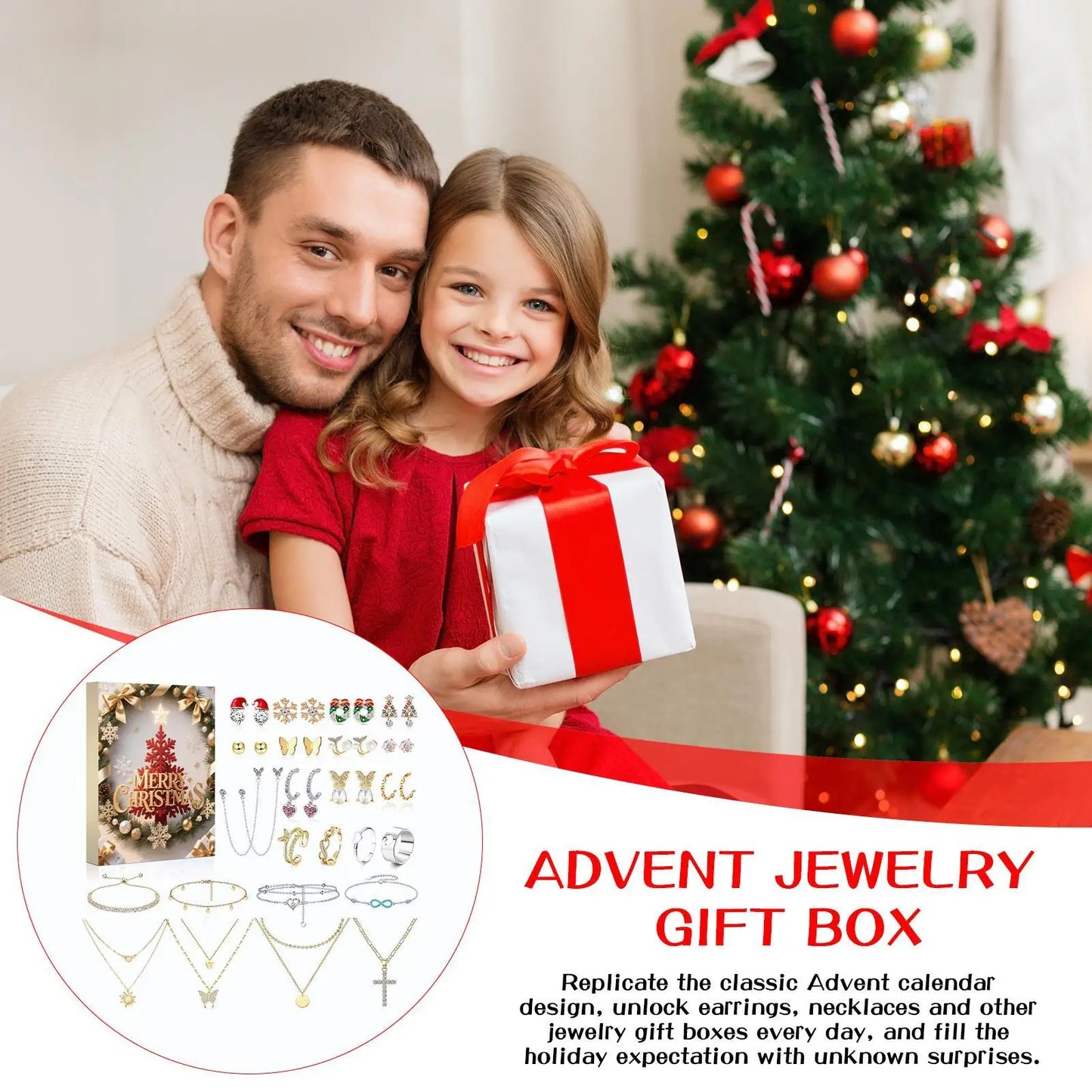 Tejesa Christmas Jewelry Calendar Advent 24-Day 2025 Christmas Advent Girls Earring Bracelet Set Holiday Calendar for Women Girl
