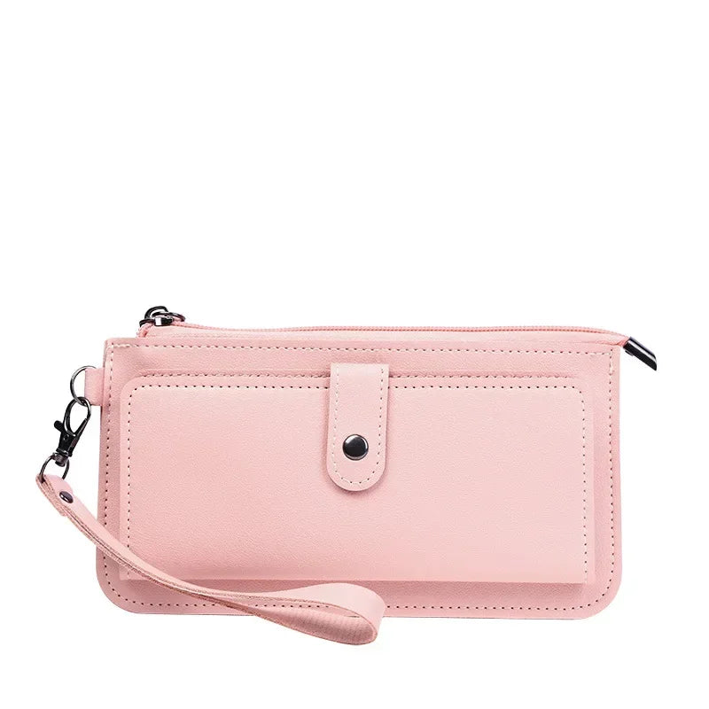 Fashion Women Wallets Simple Zipper Purses Black White Gray Red Long Section Clutch Wallet Soft PU Leather Money Bag