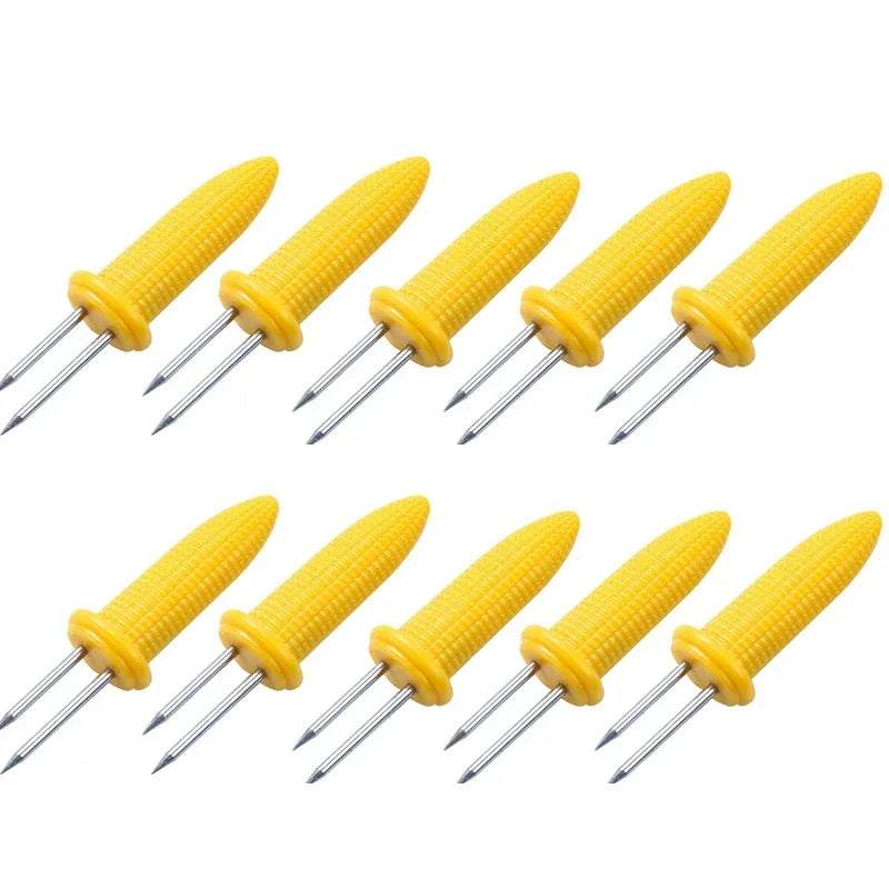 Tejesa 10pcs Fork Corn Skewer Stainless Steel Corn Holders Corn On The Cob Skewers Fruit Forks Outdoor Camping Cooking Barbecue Tool