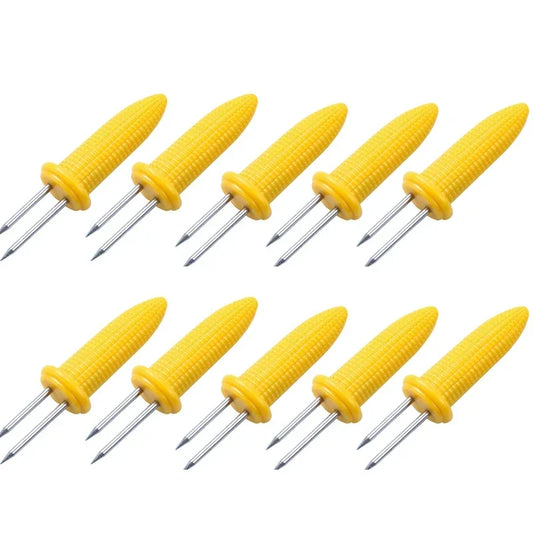 Tejesa 10pcs Fork Corn Skewer Stainless Steel Corn Holders Corn On The Cob Skewers Fruit Forks Outdoor Camping Cooking Barbecue Tool