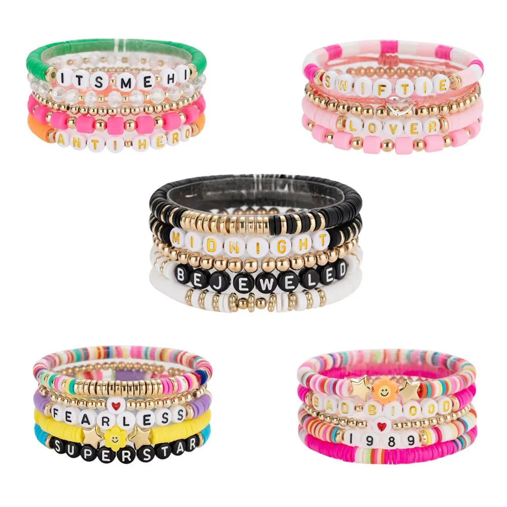 Hemasa 5pcs/set  Polymer Clay Beads  Bracelet Sets  For Women/Girls