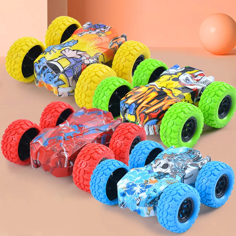 Heamsa 2Pcs Cute Vehicle Toys Crashworthiness And Fall Resistance Safety Shatter-Proof Model Boy Funny Toy For Kids Double-Side Inertia Car