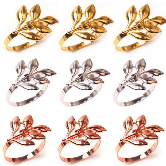 Hemasa 6 Pieces  Leaf Napkin Rings /Buckle Napkin Holder for Christmas