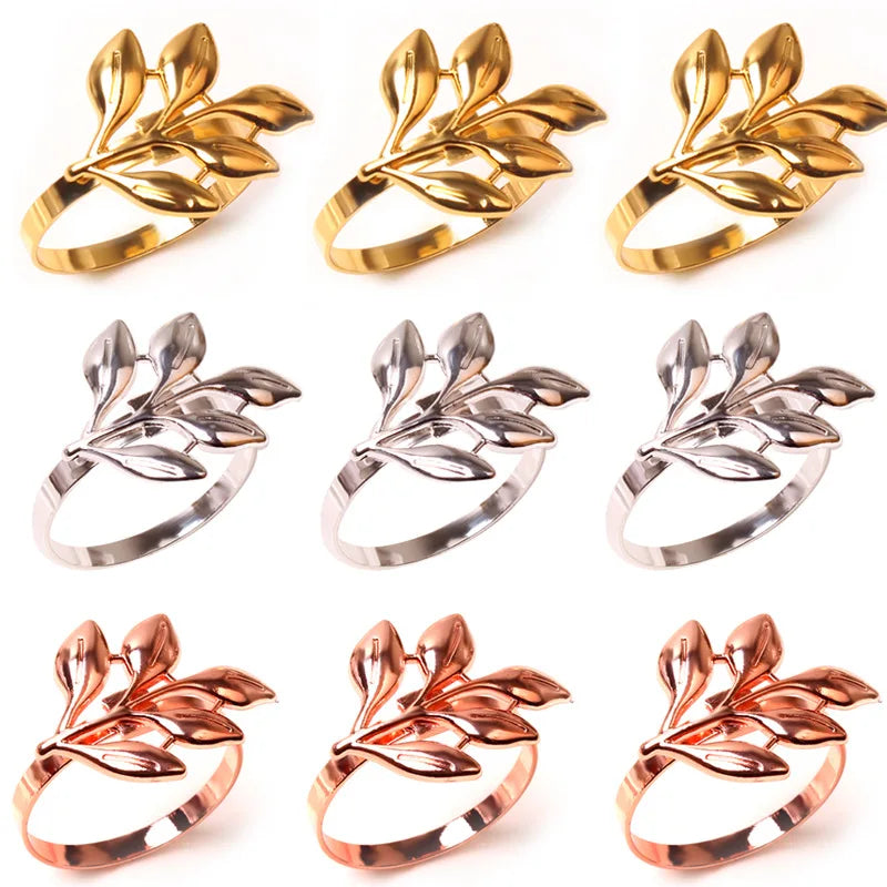 Hemasa 12Pcs Leaf Napkin Rings  for Christmas /Thanksgiving /Wedding /Dinnig Table Decoration