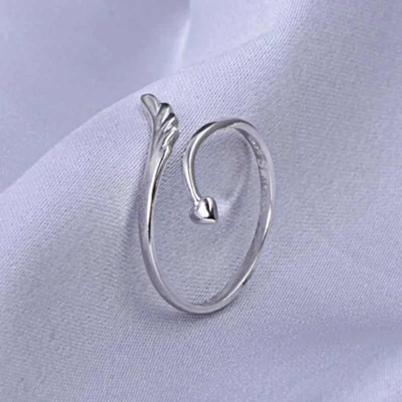 925 stamp silver color Love Ring Angel's Wings Opening Rings For Women anel Gift (Inner Diameter 16mm) S-R155