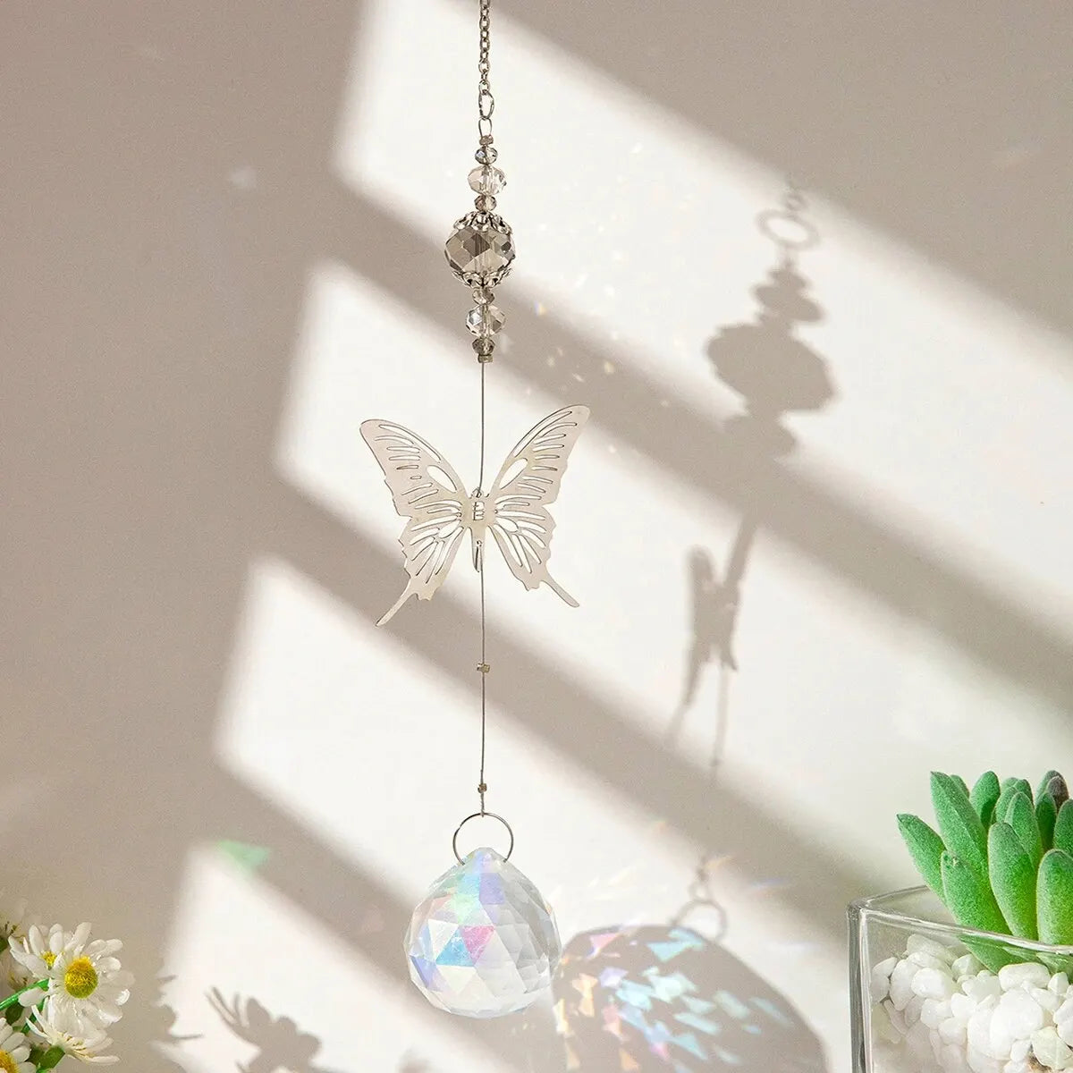 Tejesa  Butterfly   Coloured  Crystal  Suncatcher Prism Ball Pendant Rainbow Maker Family Room Wedding Party Decoration