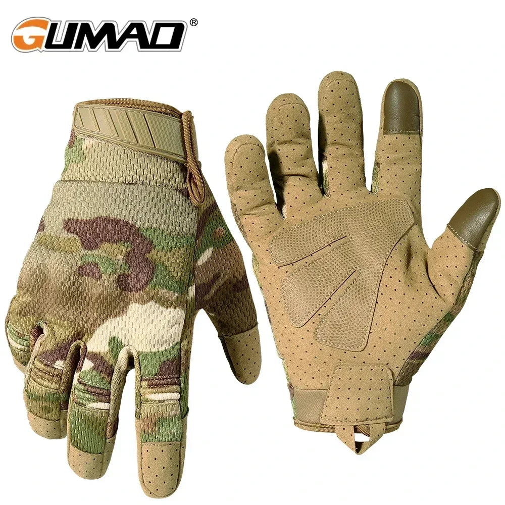 Hemasa Men Tactical Gloves Touch Screen Cycling Gloves Sports Camo Army Glove Outdoor Motorcycle Riding Bike Running Paintball Gloves