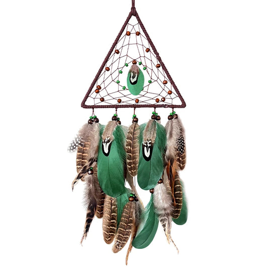 Tejesa Triangle Dream Catcher Wind Chimes Hand-woven Feather Living Room Wall Hanging Ornaments Christmas Gift Home Decoration