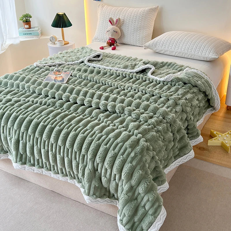 Stripped Blanket for Bed Thermal Blanket King Size Sherpa Fleece Throw Blanket for Couch Sofa Bedroom Soft Warm Blanket