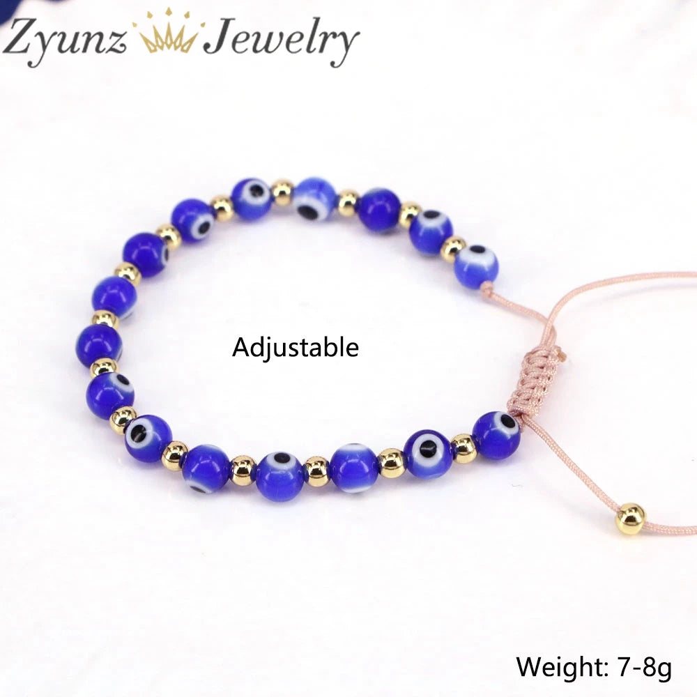 10PCS, Turkish Crystal Eye Bracelets For Women Lampwork Glass Beads Chains Lucky Jewelry Accessories Fashion Macrame Bracelets