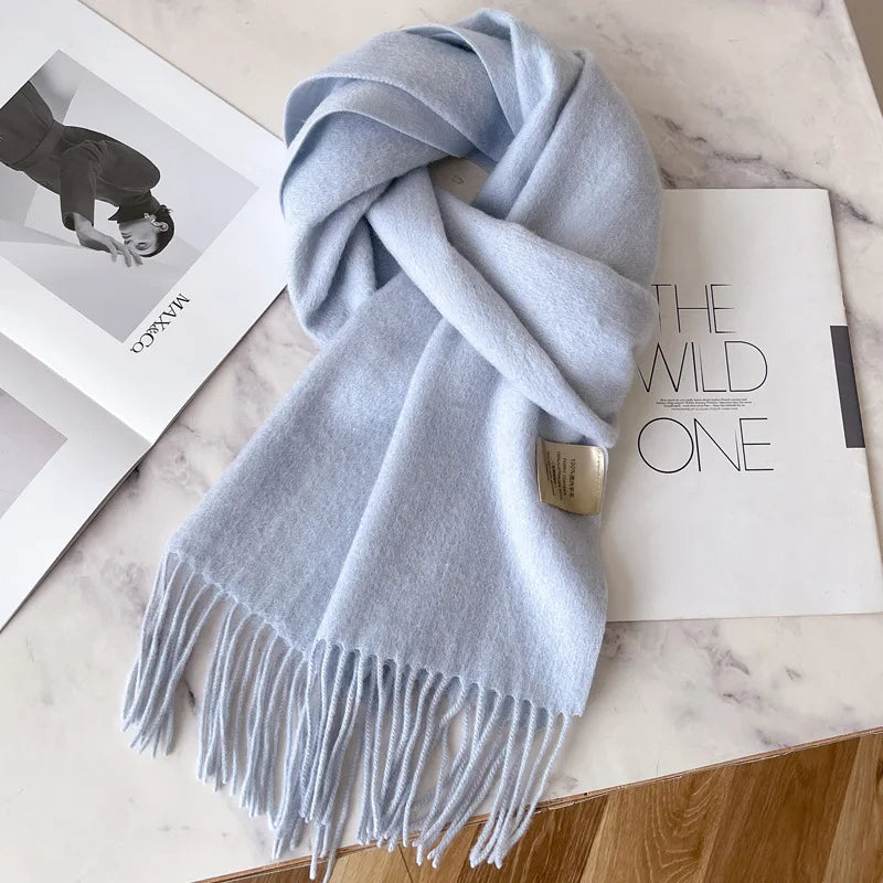 China Red Pure Wool Scarf Women's Autumn and Winter Warm Mother Scarf Light Luxury High-end Fringed Shawl