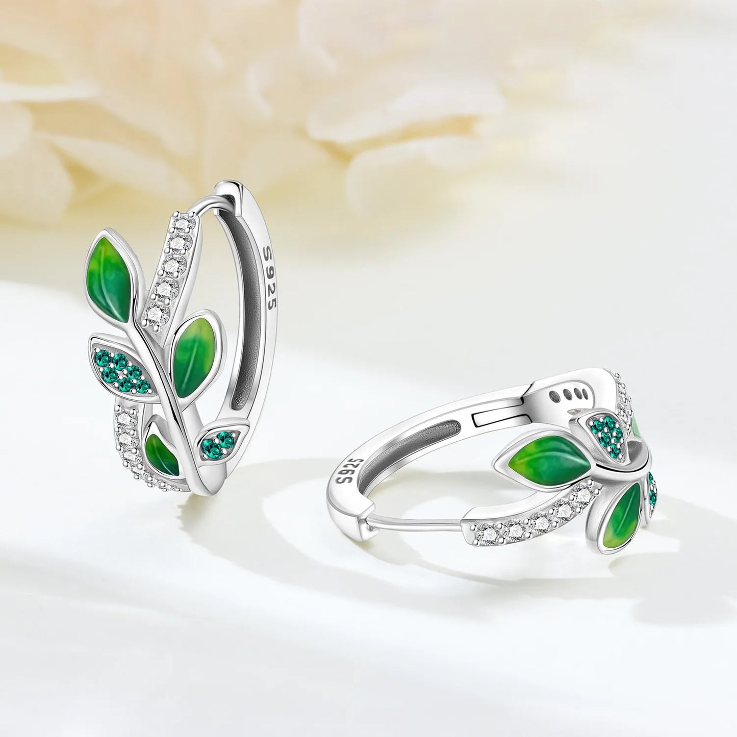 Orstarry S925 Sterling Silver Earrings Exquisite Elegant Green Leafed Bell Orchid Earring For Women Birthday Gift Silver Jewelry