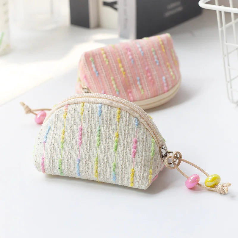 Cute Mini Zero Wallet Korean Small Fresh Shell Bag Key Earheads Lipstick Storage Bag Student Coin Purse Coin Pouch Cute Purse