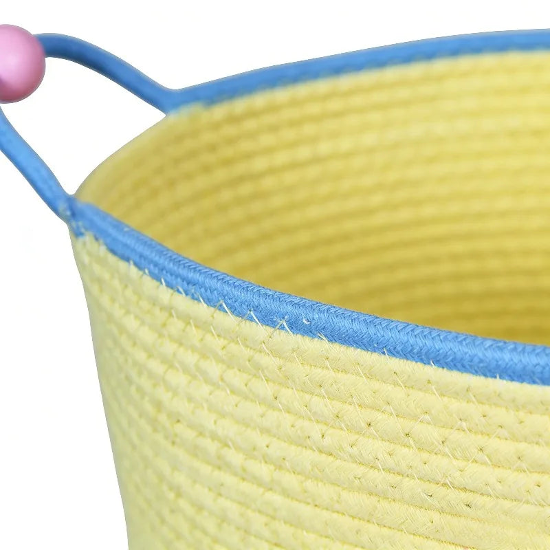 1pcs Cotton Rope Storage Basket for Home Bedroom Living Room Bathroom Closet Toy Clothes Blanket Storage Decorative Woven Basket