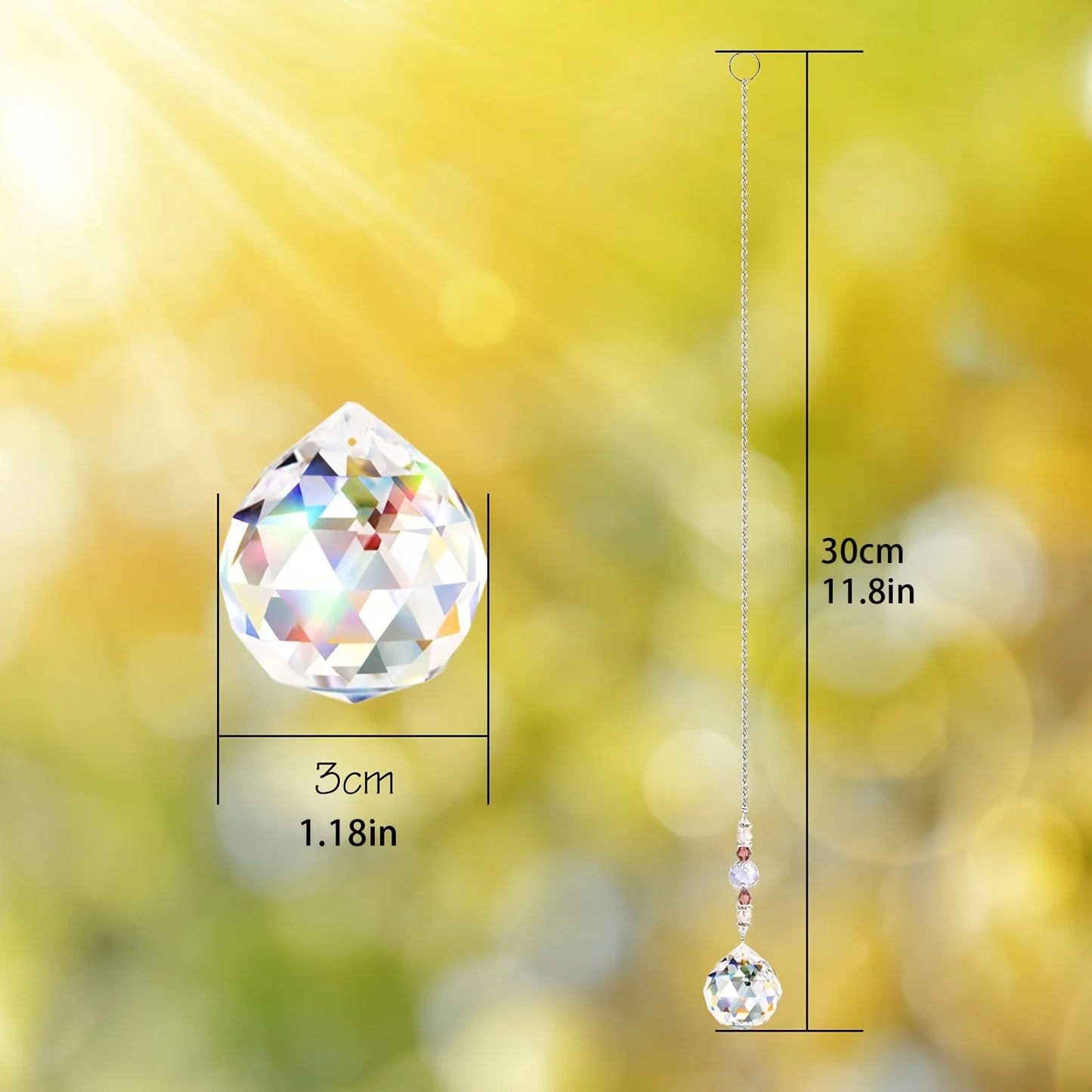 4 Pcs Window Crystal Suncatcher Hanging, Crystal Ball Prism Pendant Suncatcher Rainbow Maker with Chain for Garden Wedding Chris