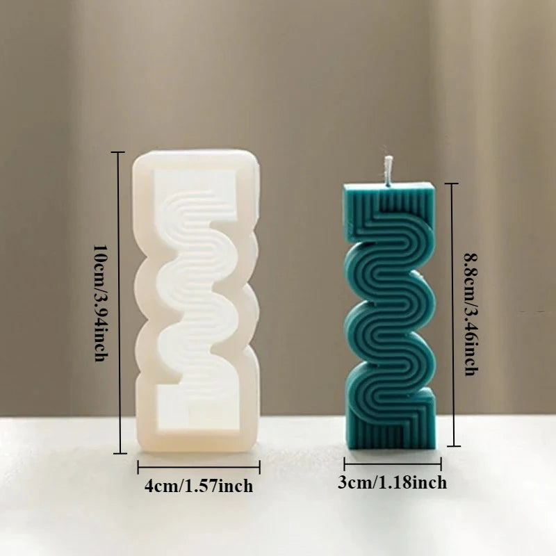 Hemasa 3D Geometric Wave Stripe Shaped Candle Mold / Aromatherapy Gypsum Soap Resin Crafts Silicone Mold DIY Handmade