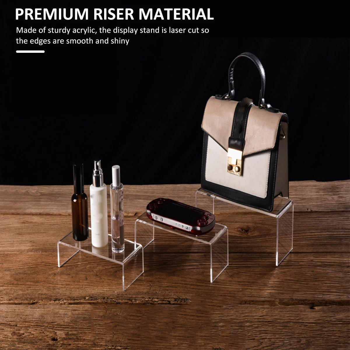 9/3pcs Clear Acrylic Display Stand Cosmetic Bag Jewelry Showcase Cupcake Holder for Home Shop statue Model Pottery Display Riser