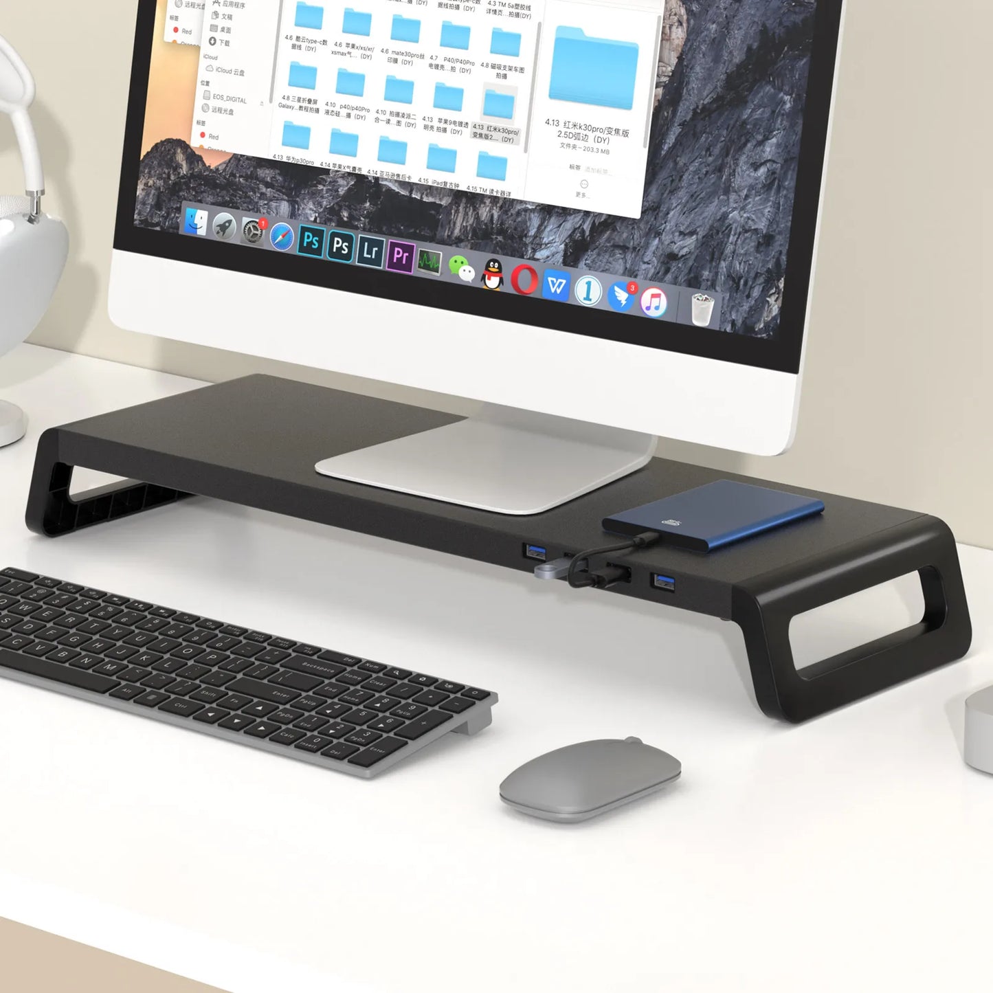 Monitor Stand Riser with or without USB3.0 Hub Laptop Computer Monitor Holder for Desk Aluminum ABS Lightweight Durable Rack