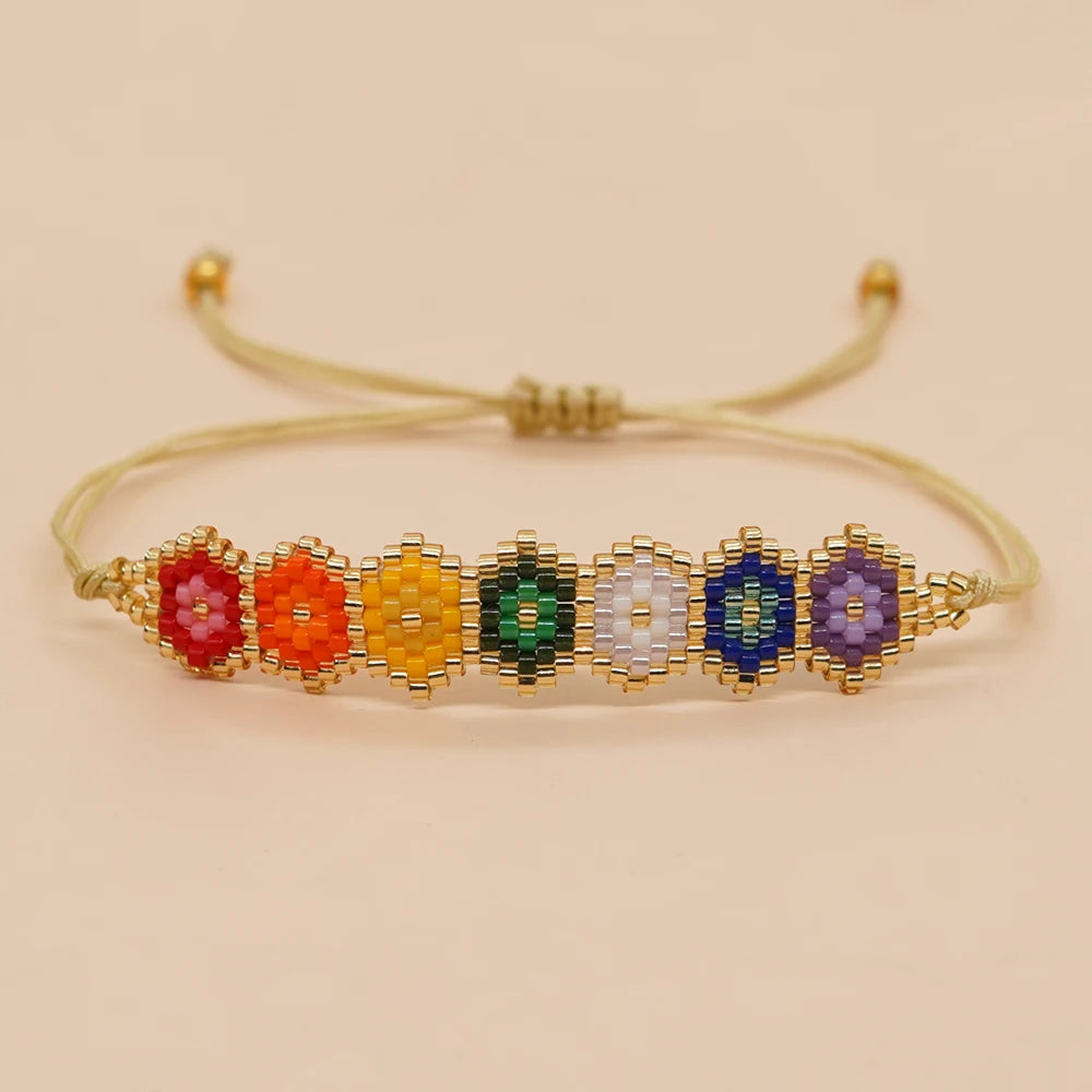 Go2boho Rainbow Colorful Evil Eye Beaded Bracelets For Women Miyuki Beads Handmade Woven Bracelet Boho Fashion 2023 New In