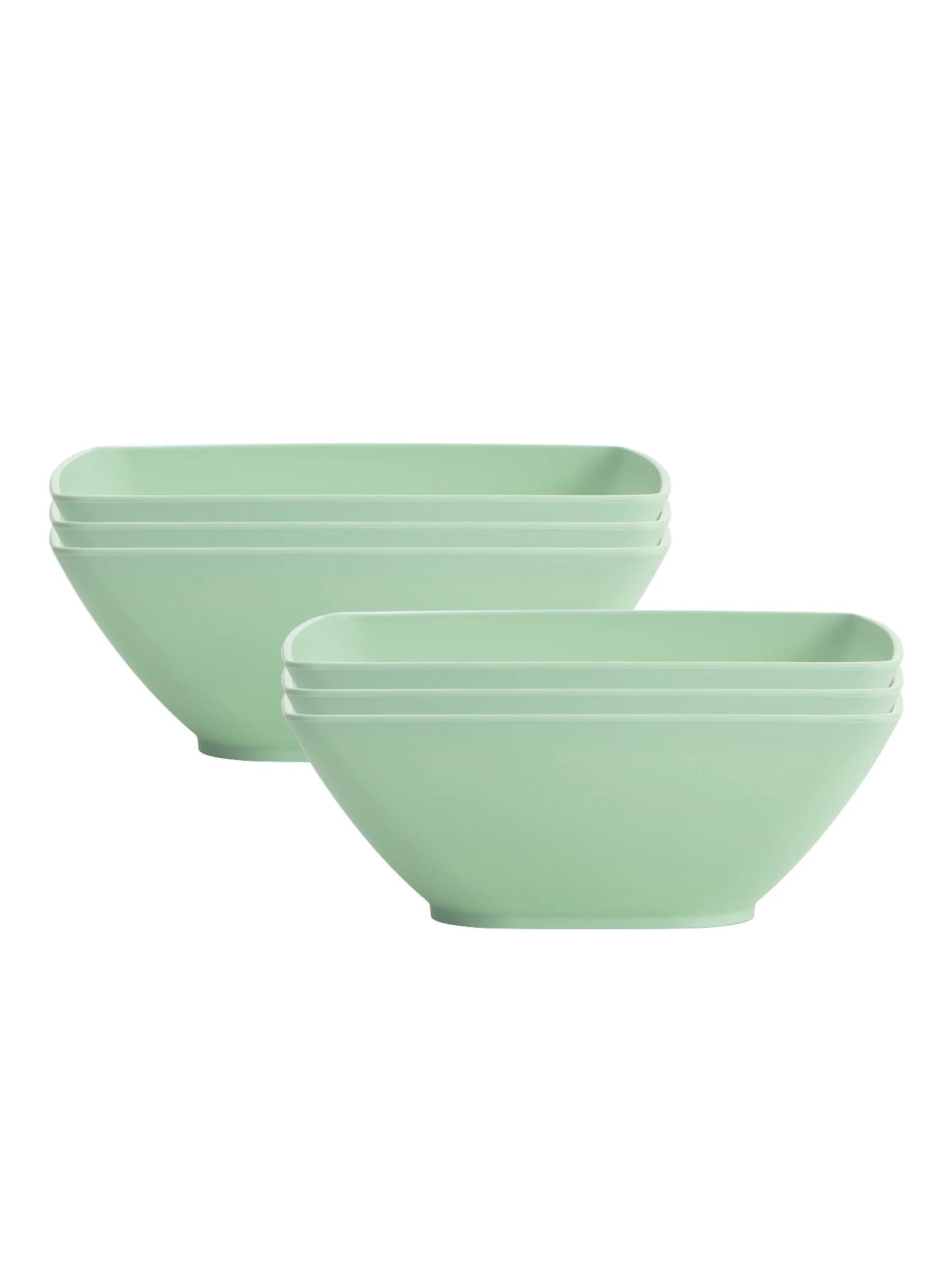 Tejesa 6pcs Large size plastic square bowls reusable household plastic tableware can be used for soup noodles oatmeal salad