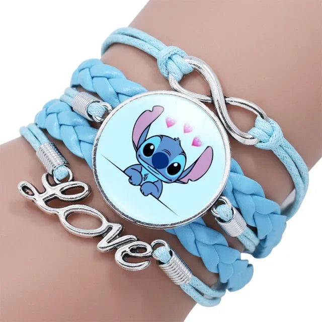 New Disney Lilo & Stitch Cartoon Bracelet Anime Figure Stitch Soft Leather Wristband Accessories Girls Kids Cute Jewelry Gifts