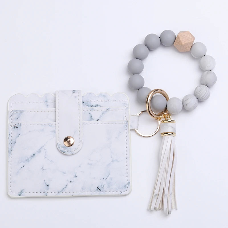 Silicone Bead Bracelet Tassel Pendant Keychain Pendant Cartoon Portable Woman Man Card Bag Multicolor Key Chain Gifts