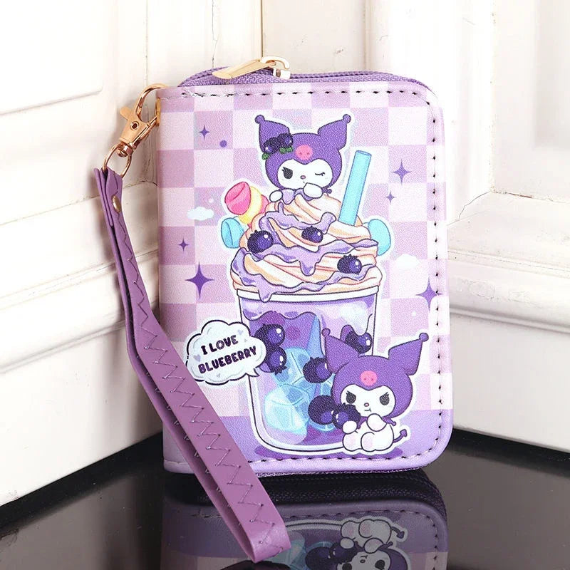 Cartoon Kuromi Short Version Waterproof Money Bag Zipper Coin Purse Multiple Card Slots Wallet Portable Decoration Girl Gift