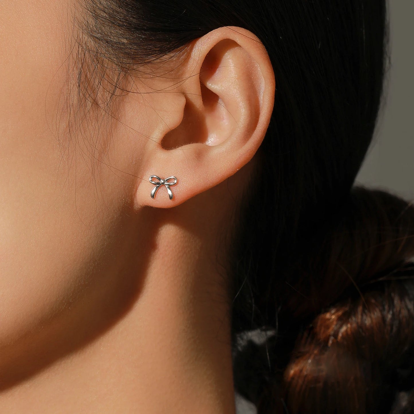 MODIAN Bowknot Earrings For Women 925 Sterling Silver Cute Simple Exquisite Hypoallergenic Stud Earrings For Women Fine Jewelry