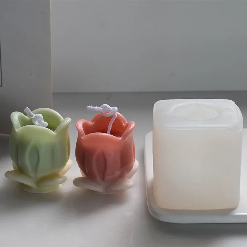 Tulip with Leaves Silicone Candle Mould