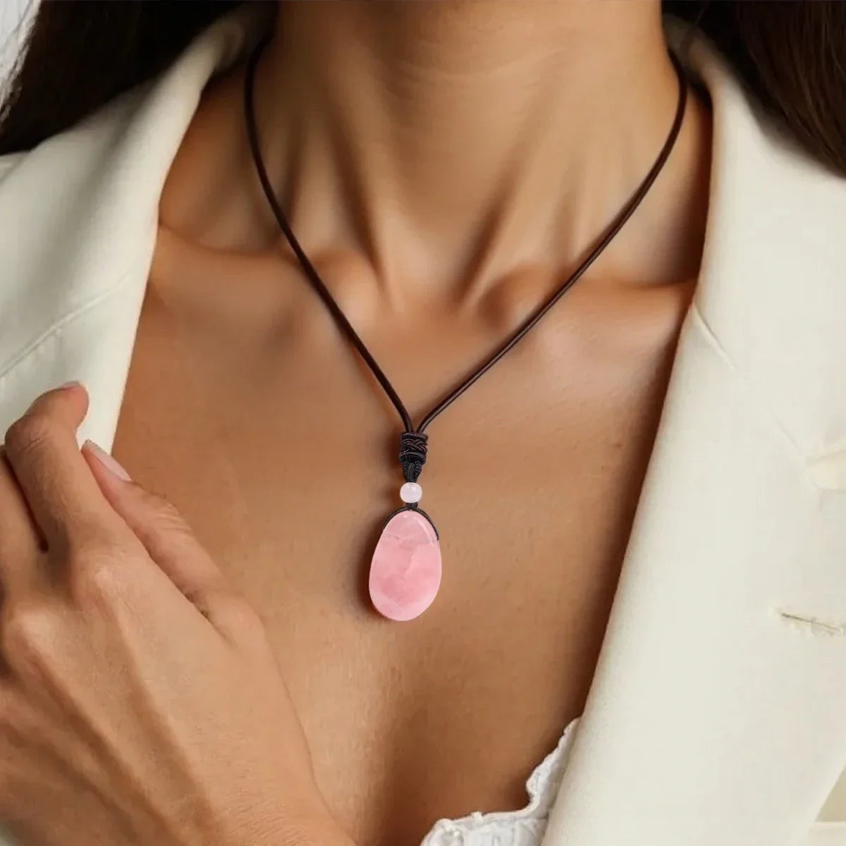 Hemasa Natural Gemstone Amethyst Rose Quartz Clear Quartz Necklace Pendants For Men And Women Health Wealth jewelry